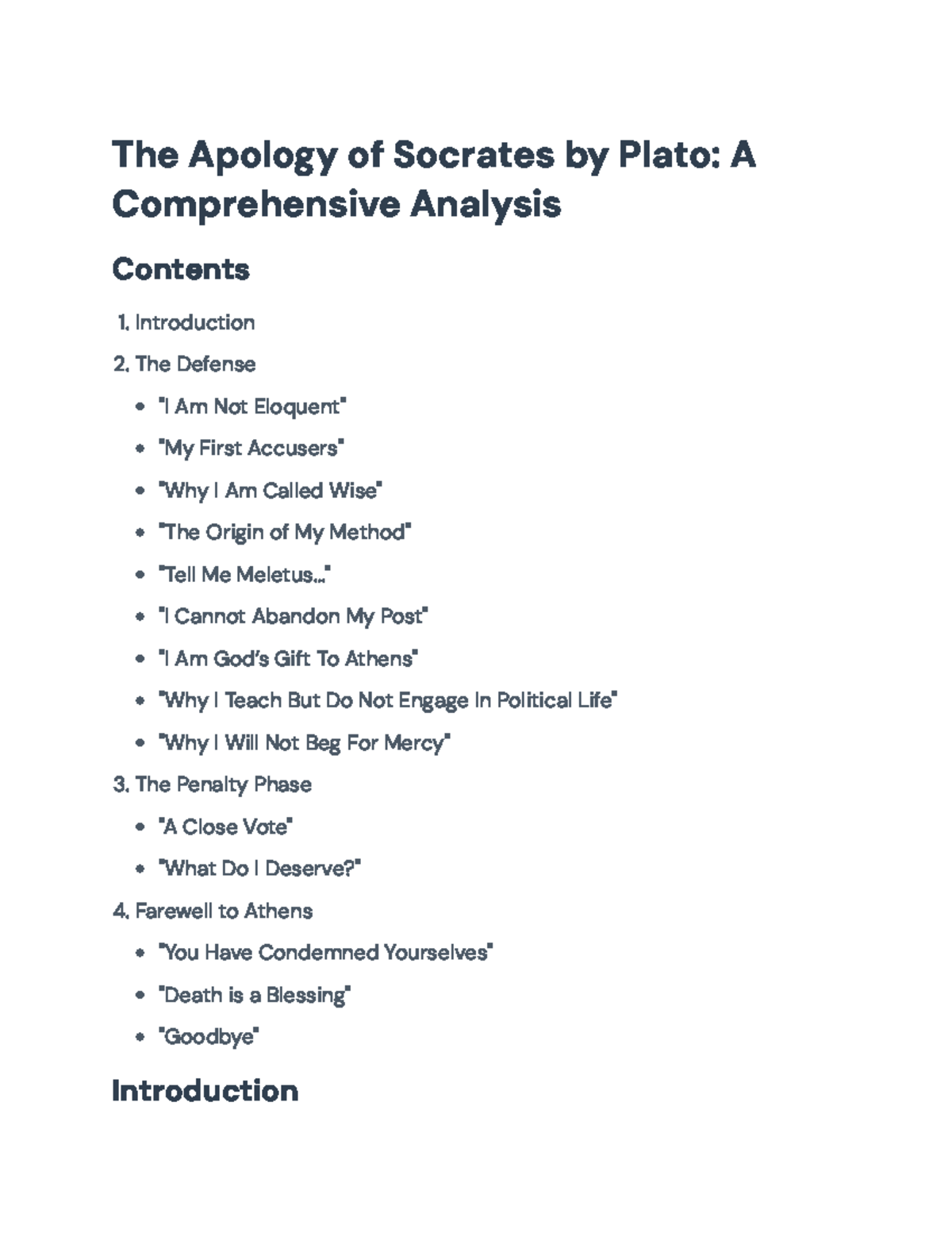 Comprehensive Analysis of Plato's "The Apology" (PHIL 101) - The Apology of Socrates by Plato: A ...