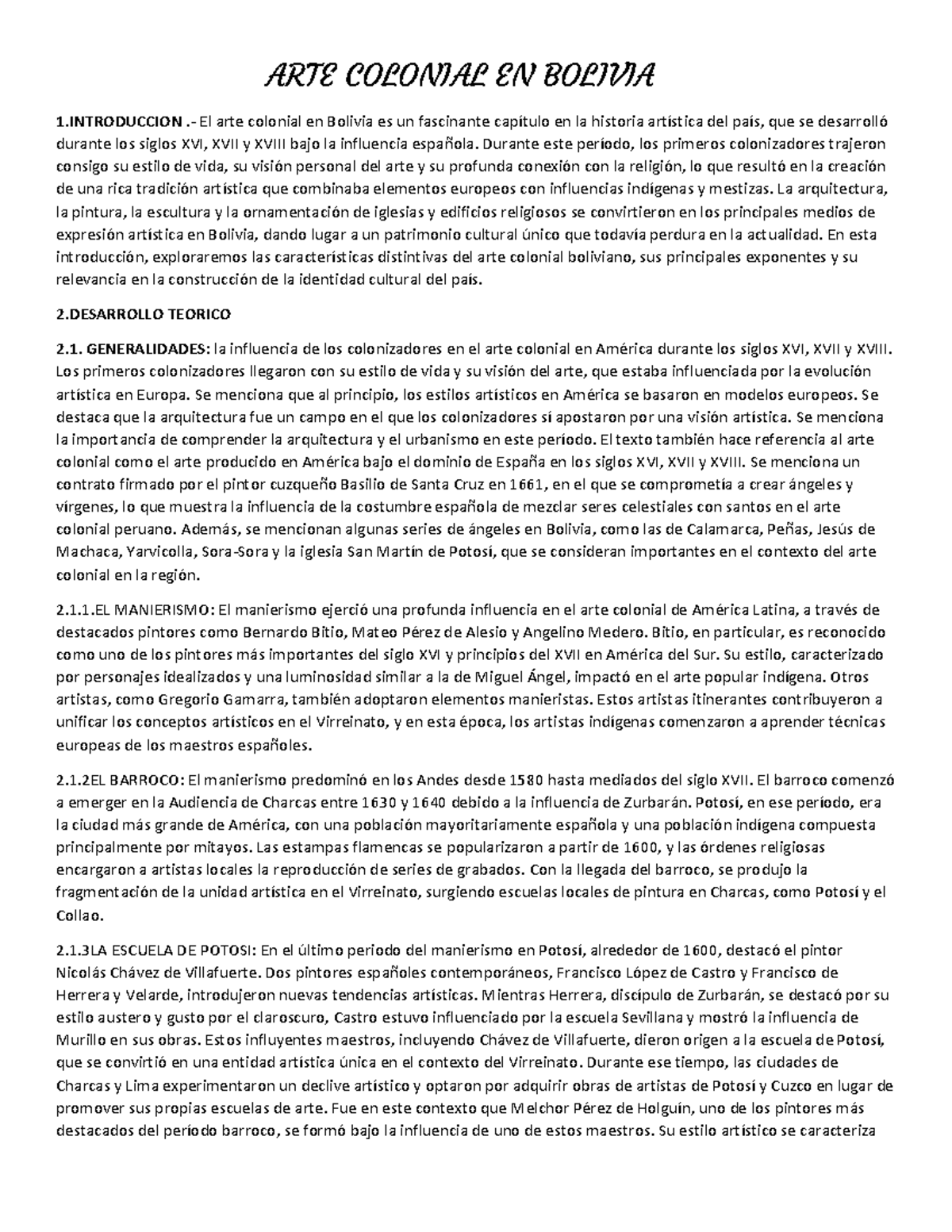 ARTE COLONIAL EN BOLIVIA: Influencias y Características (Curso ARTE101 ...