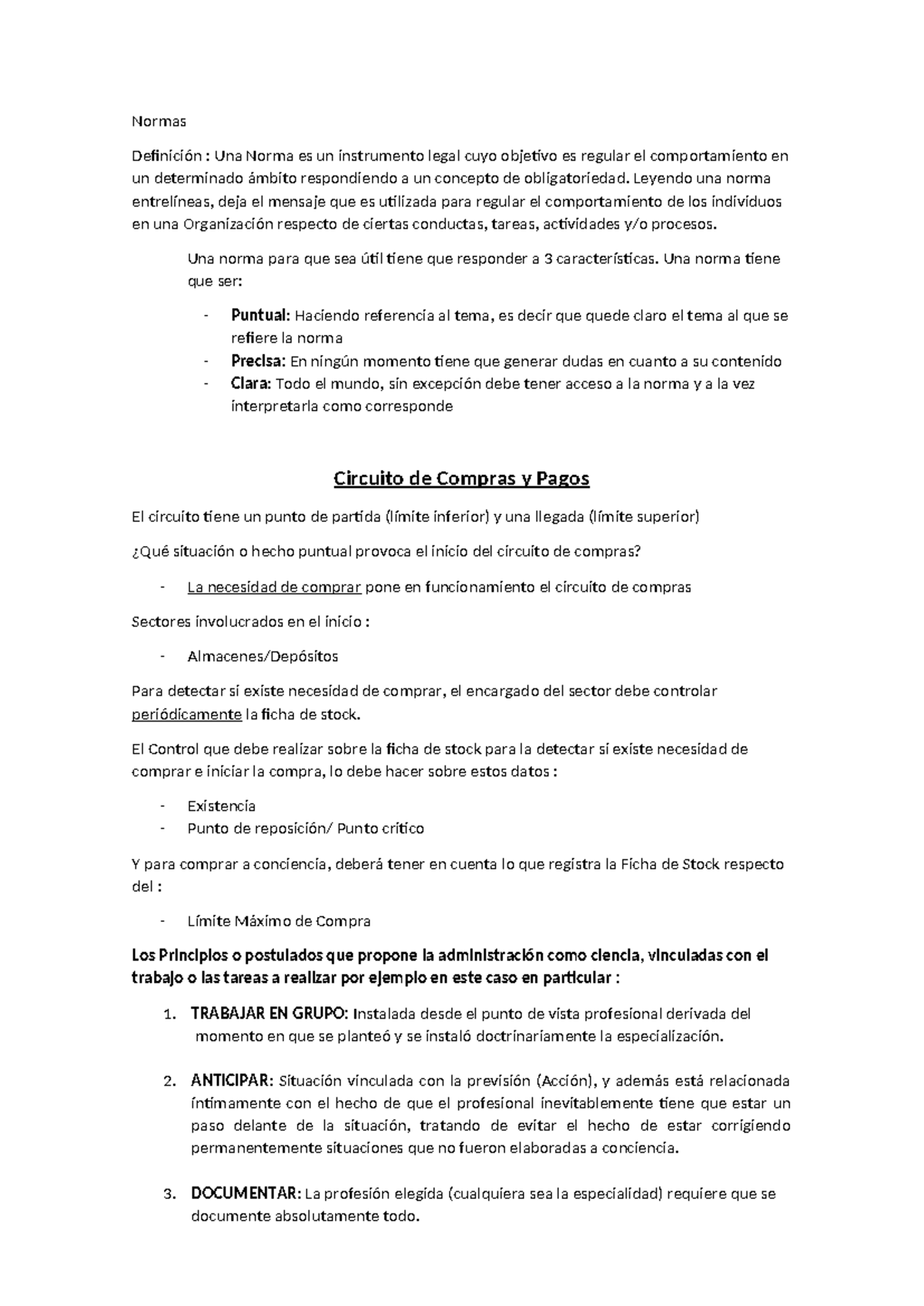 Normas del Circuito de Compras y Pagos (Adm 101) - Studocu