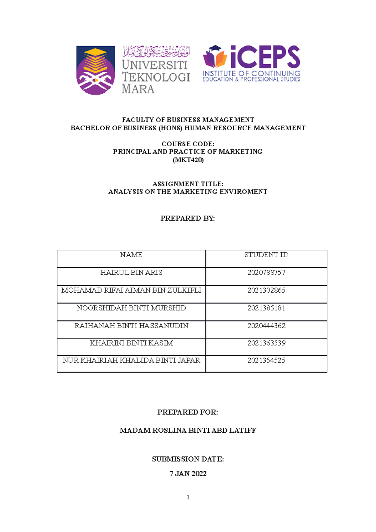 MKT420 Group Assignment 2 (Group 2) - Principles and Practice of ...