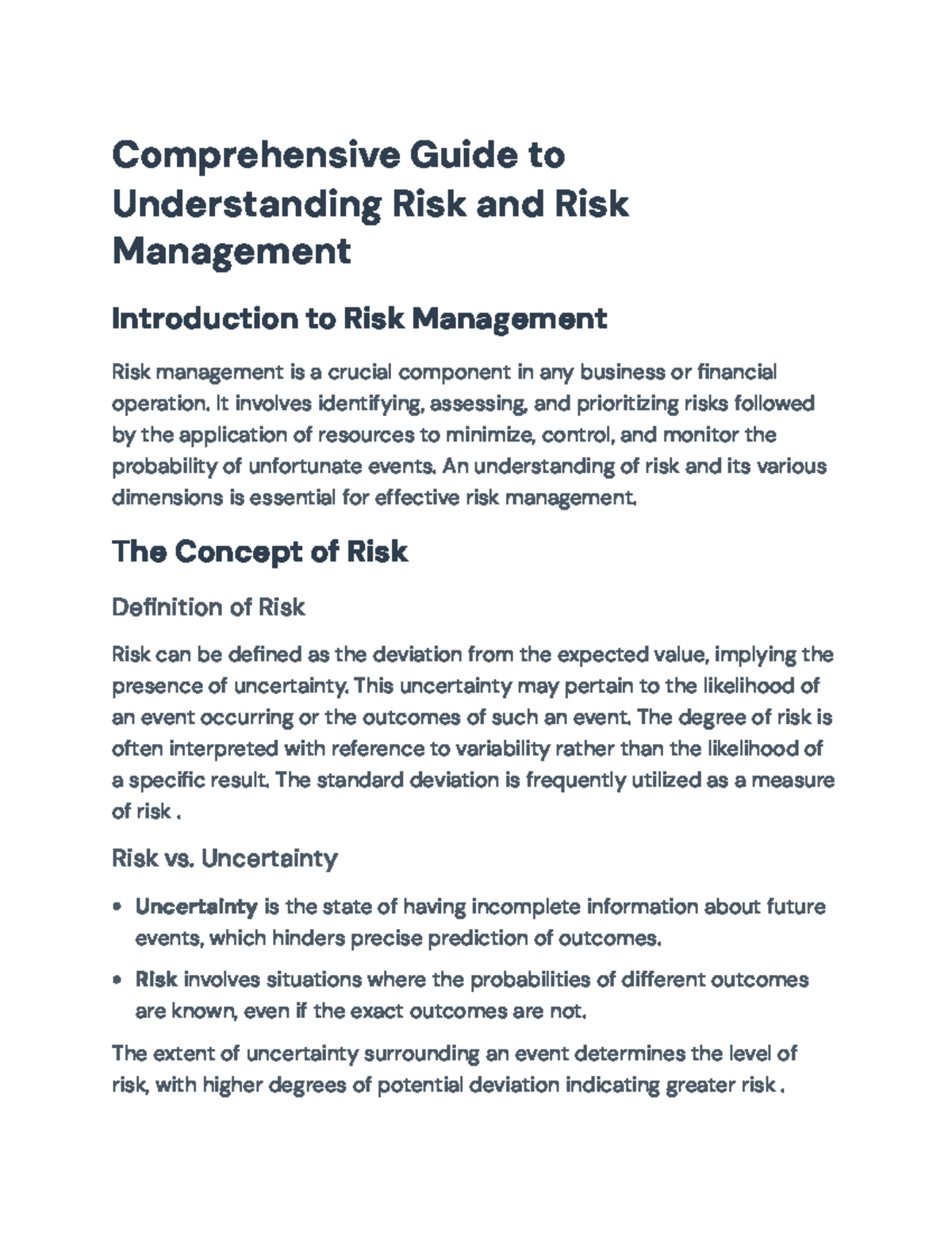 Comprehensive Guide to Risk Management: Concepts and Classifications ...