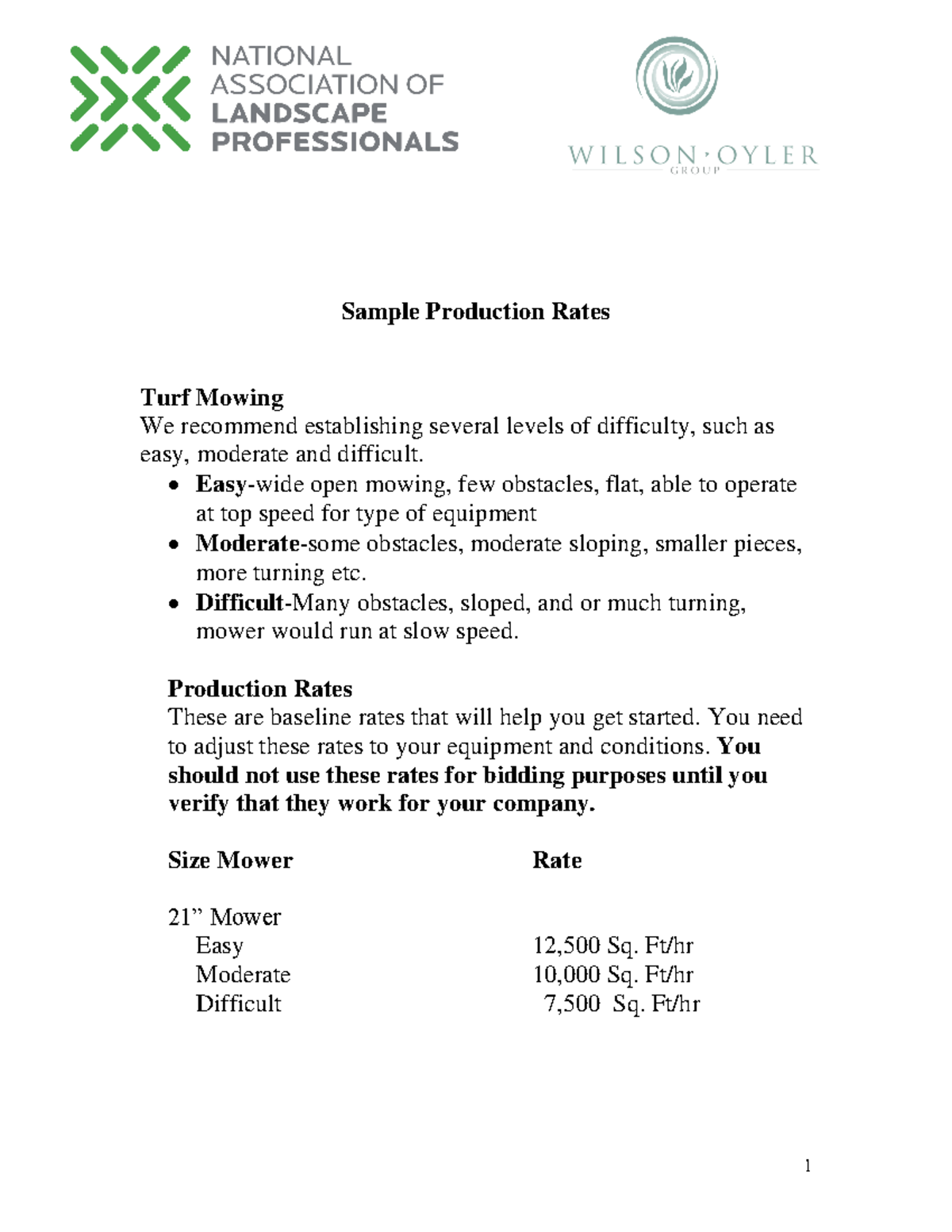 NALP Turf Production Rates and Guidelines for Mowing & More - Studocu