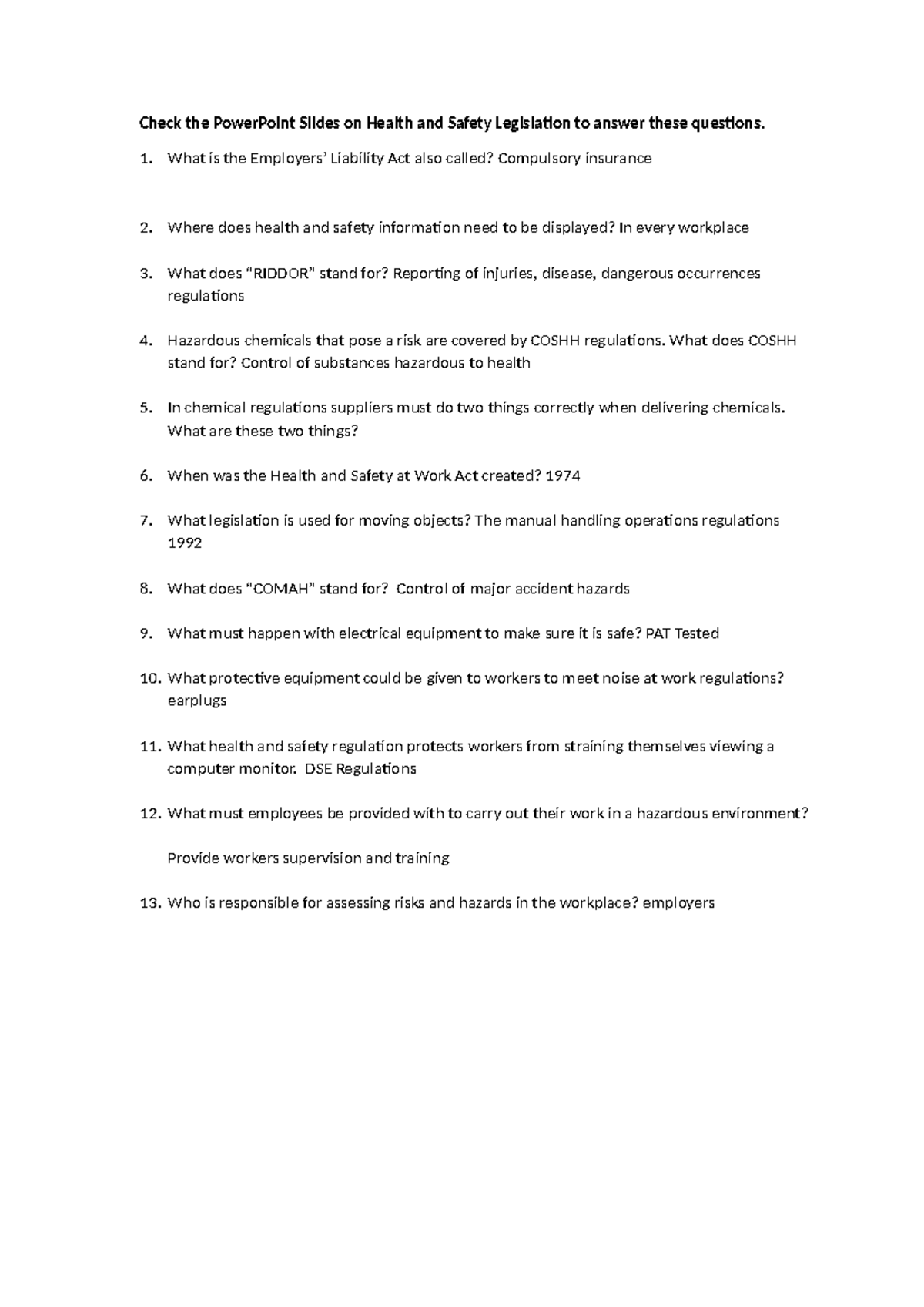 Health and Safety Legislation Overview: Key Regulations and ...