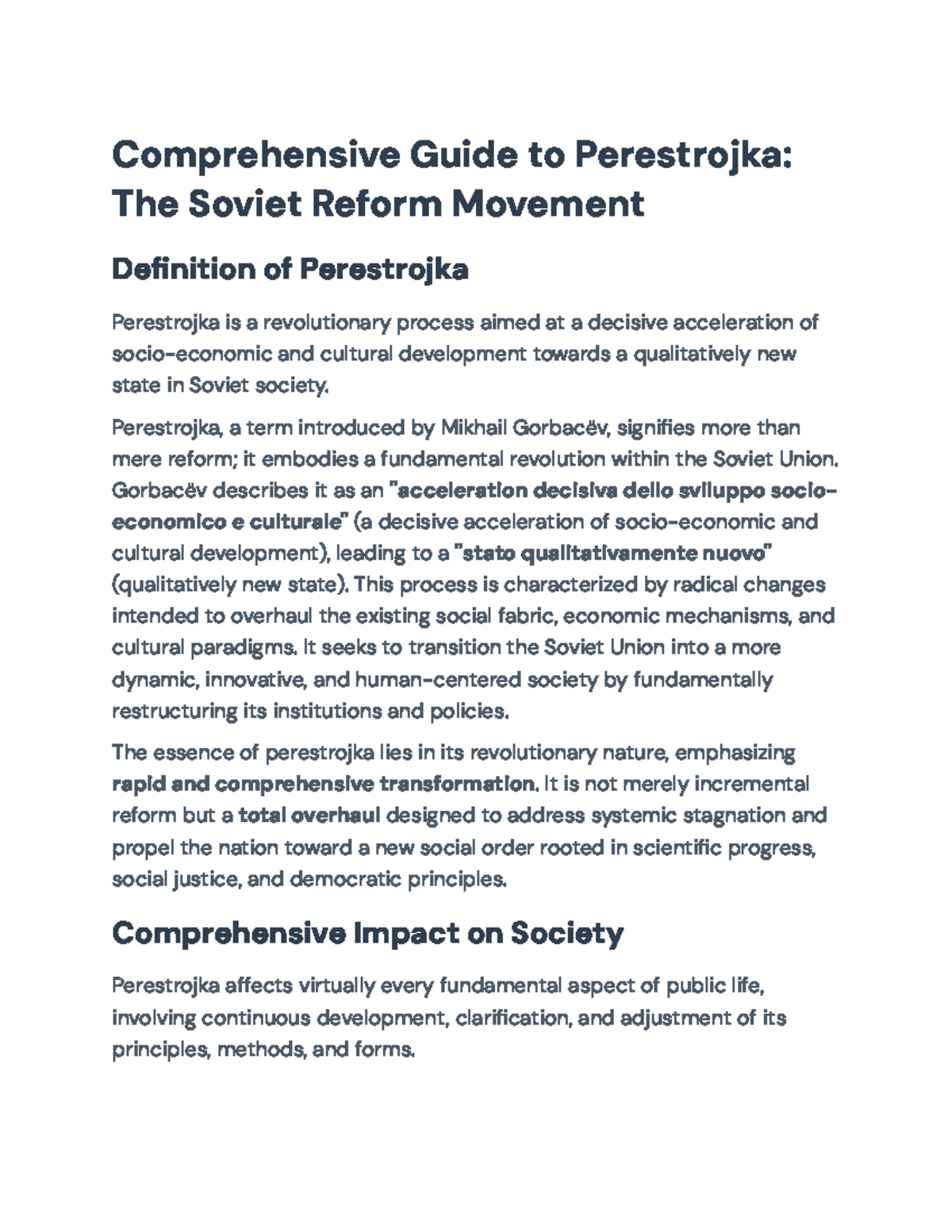 Comprehensive Overview of Perestrojka: Soviet Reform Movement Insights ...
