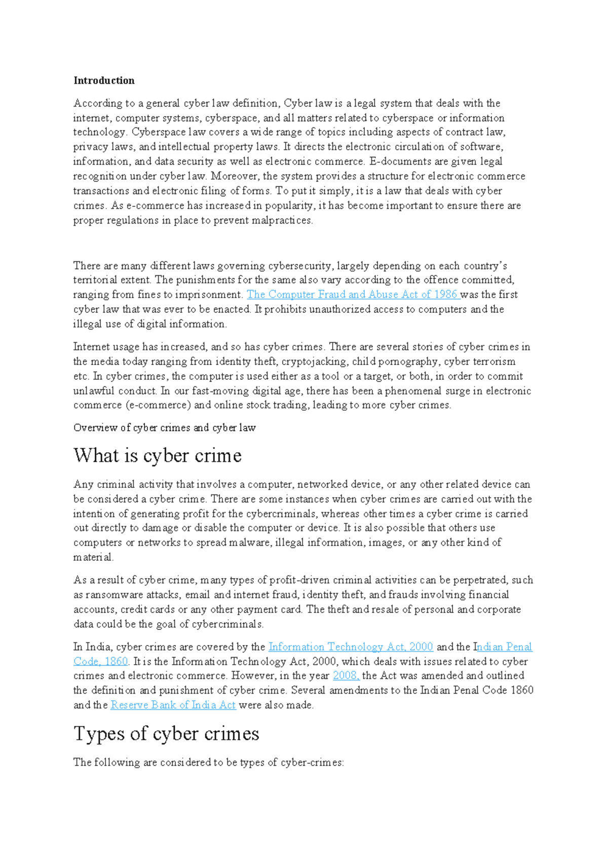Cyber law and cyber crime overview: A comprehensive guide for AAA - Studocu