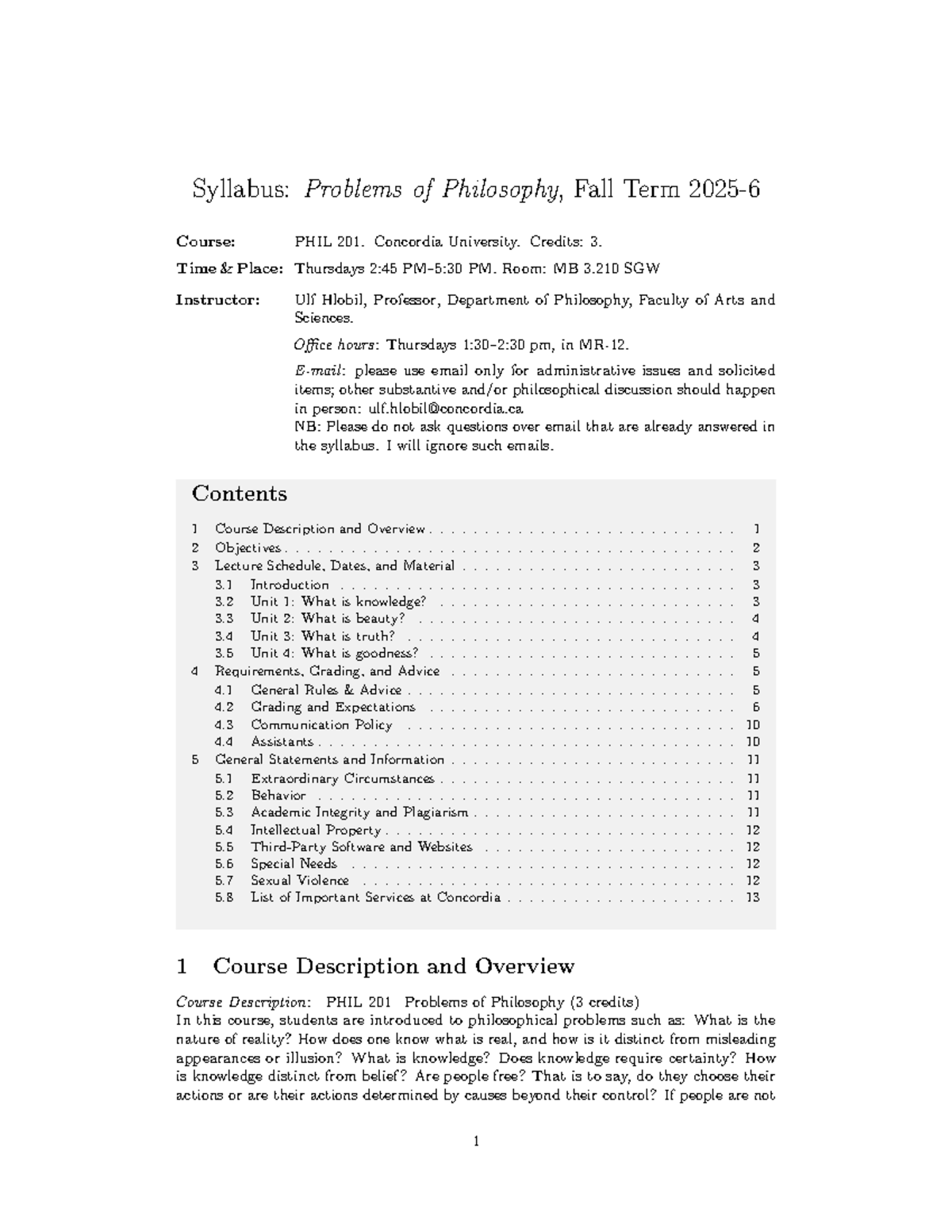 PHIL 201 Syllabus: Problems of Philosophy - Fall 2025 - Studocu