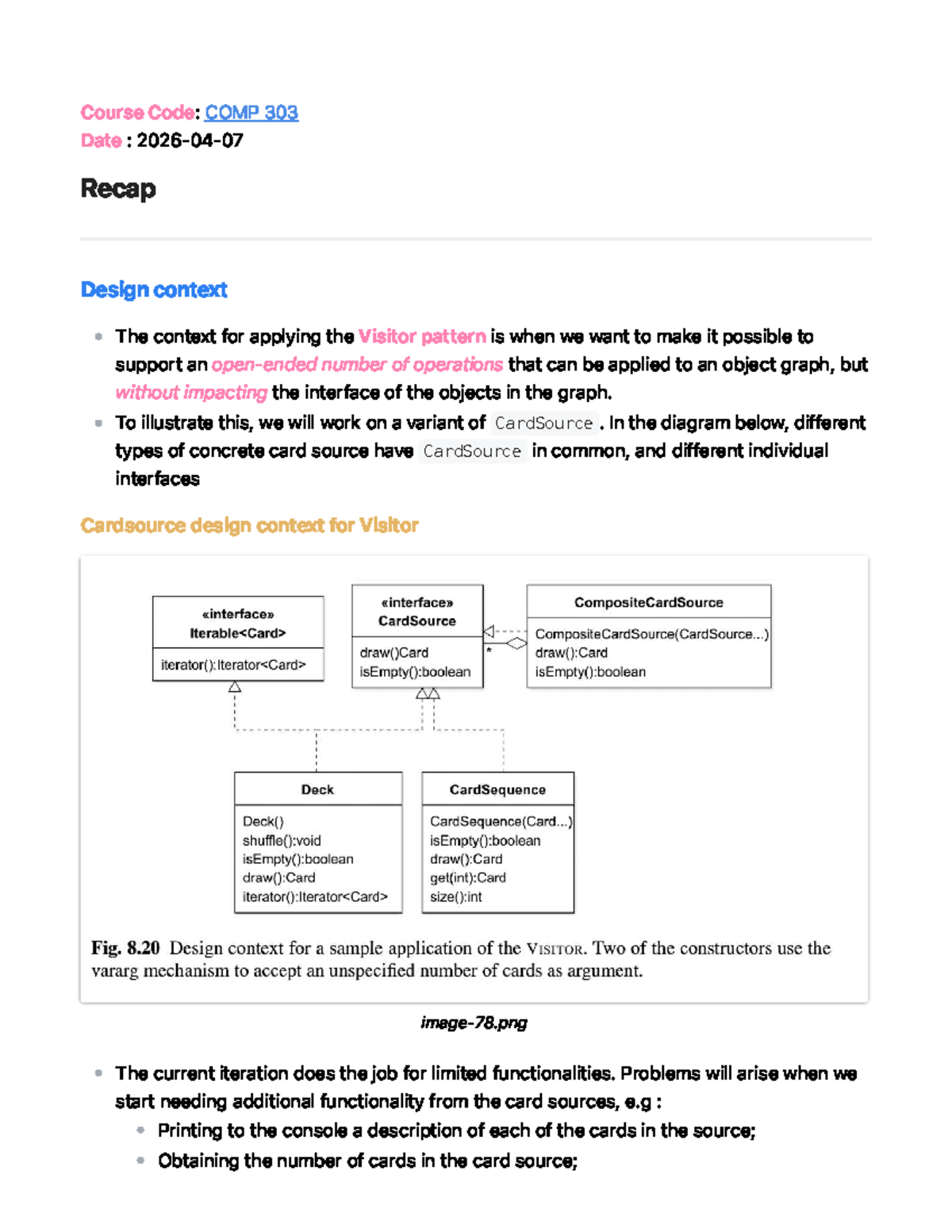 COMP 303: Visitor Design Pattern Recap and Implementation Guide - Studocu