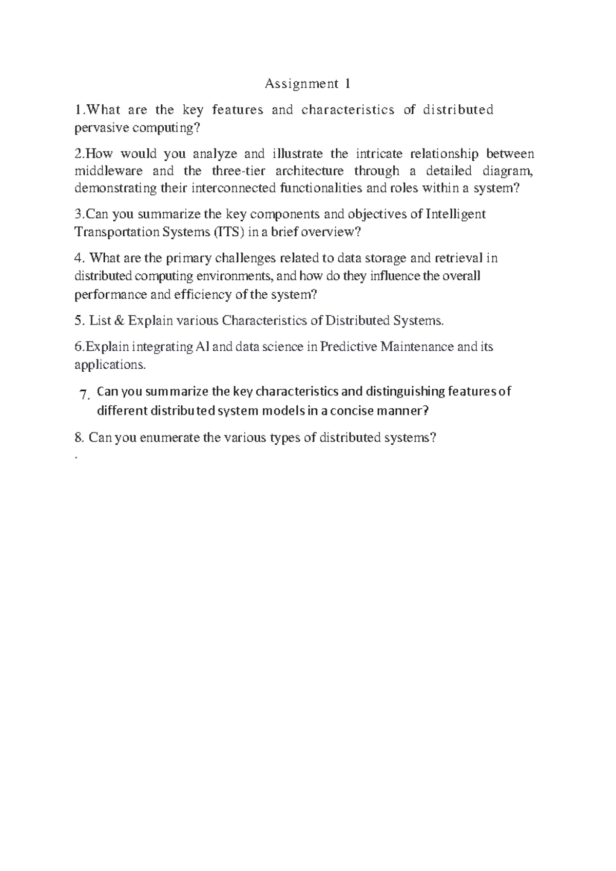 Assignment 1: Key Features of Distributed Pervasive Computing and ITS ...