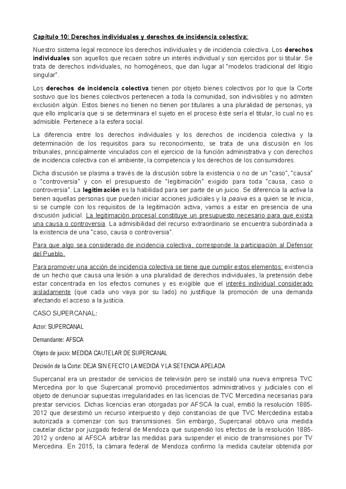 Casos de Derechos Individuales y Colectivos - Capítulo 10 - Studocu