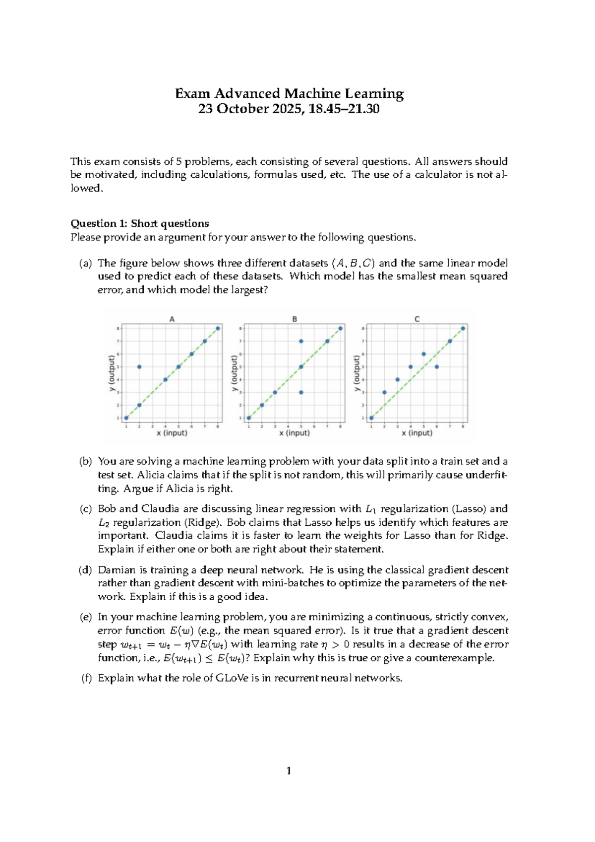 Advanced Machine Learning Exam (Course Code: AML 2025) - Studeersnel