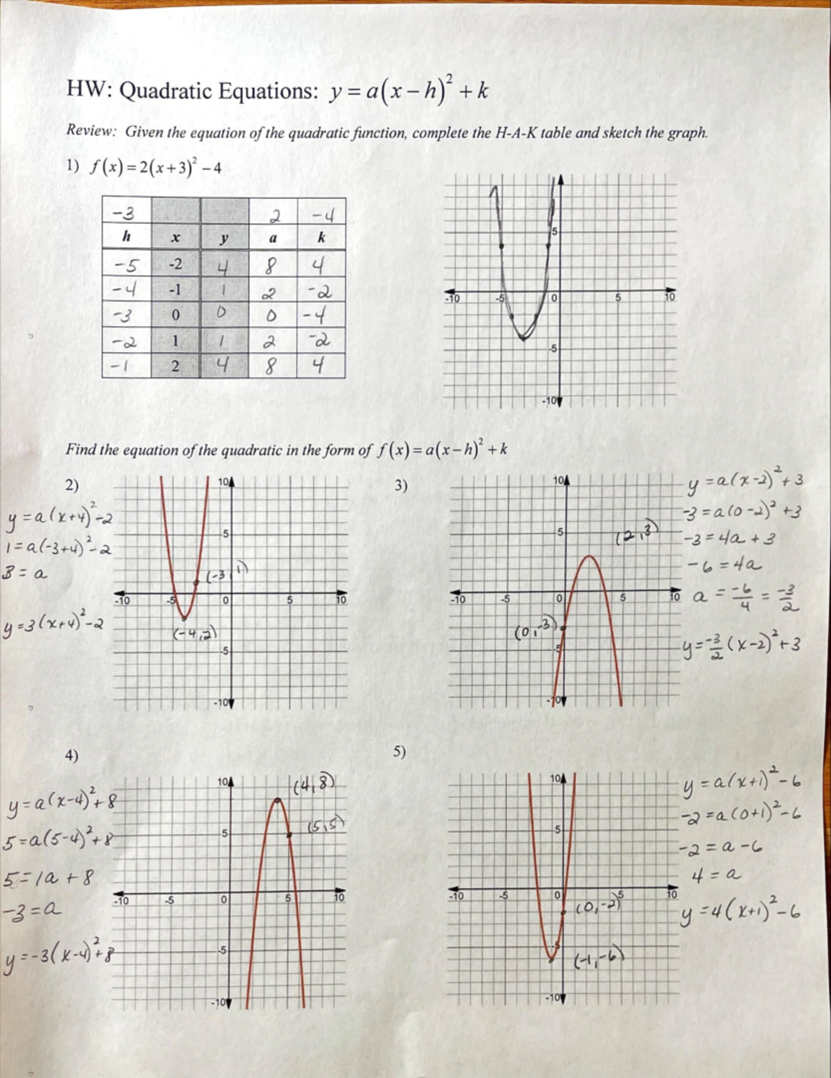 HW - Quadratic Equations Answer Key and Review Guide - Studocu