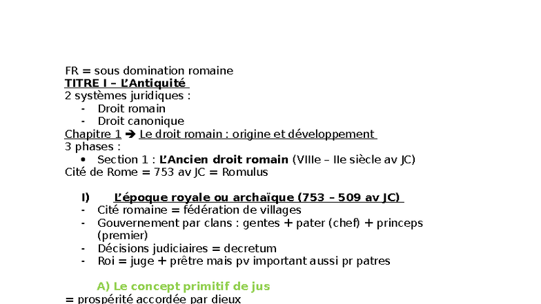 HDD 1ère partie : Droit romain et canonique - Chapitre 1 - Studocu