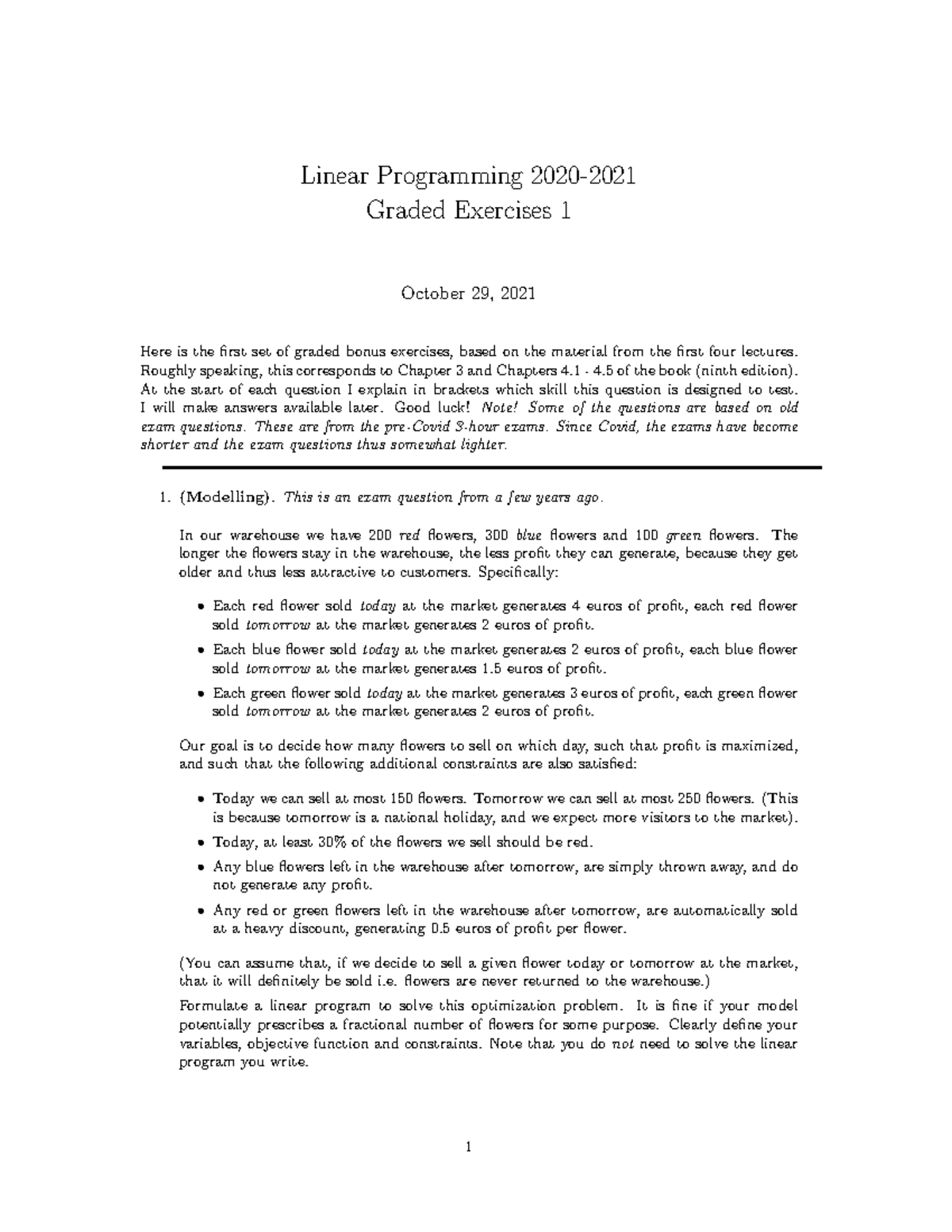 LP Graded Assignment 1: Modelling & Simplex Method (2021-2022 ...