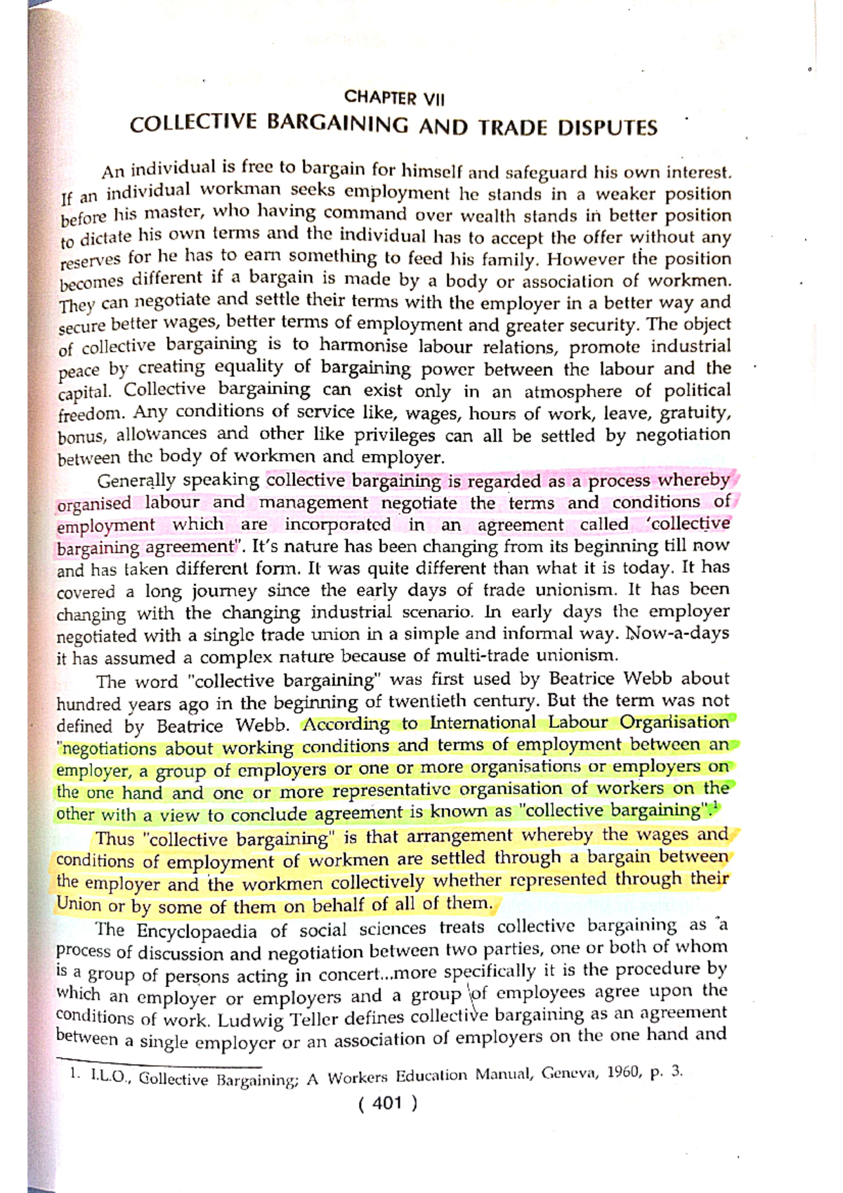 Labour law - Important notes - CHAPTER VII COLLECTIVE BARGAINING AND ...