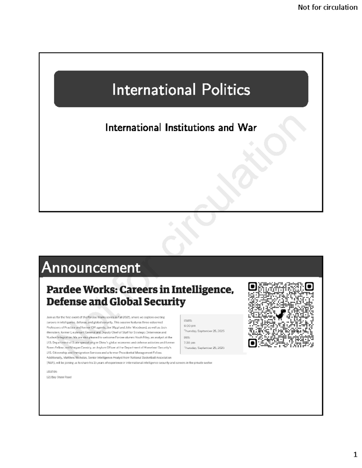 INTL 101: International Institutions and War - Week 05 Notes - Studocu