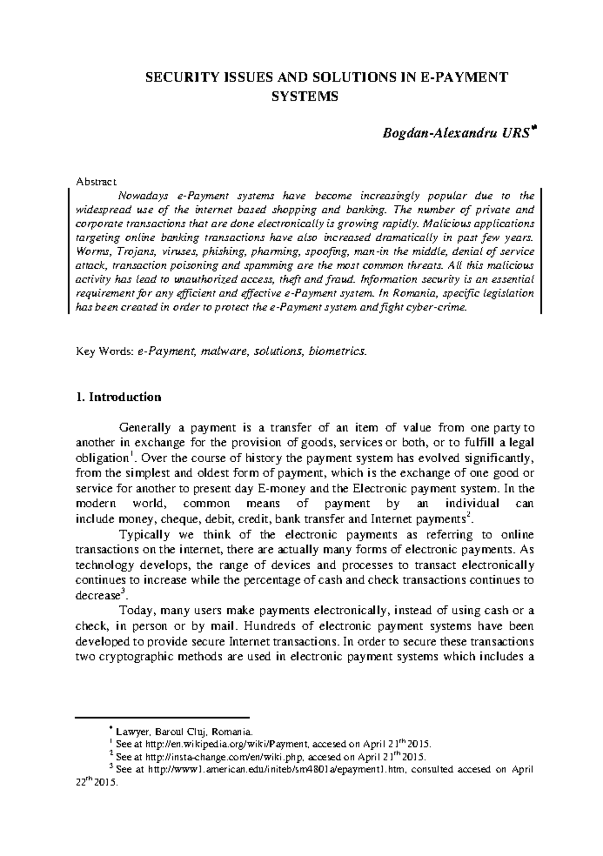 SECURITY ISSUES & SOLUTIONS IN ELECTRONIC PAYMENT SYSTEMS (CS101) - Studocu