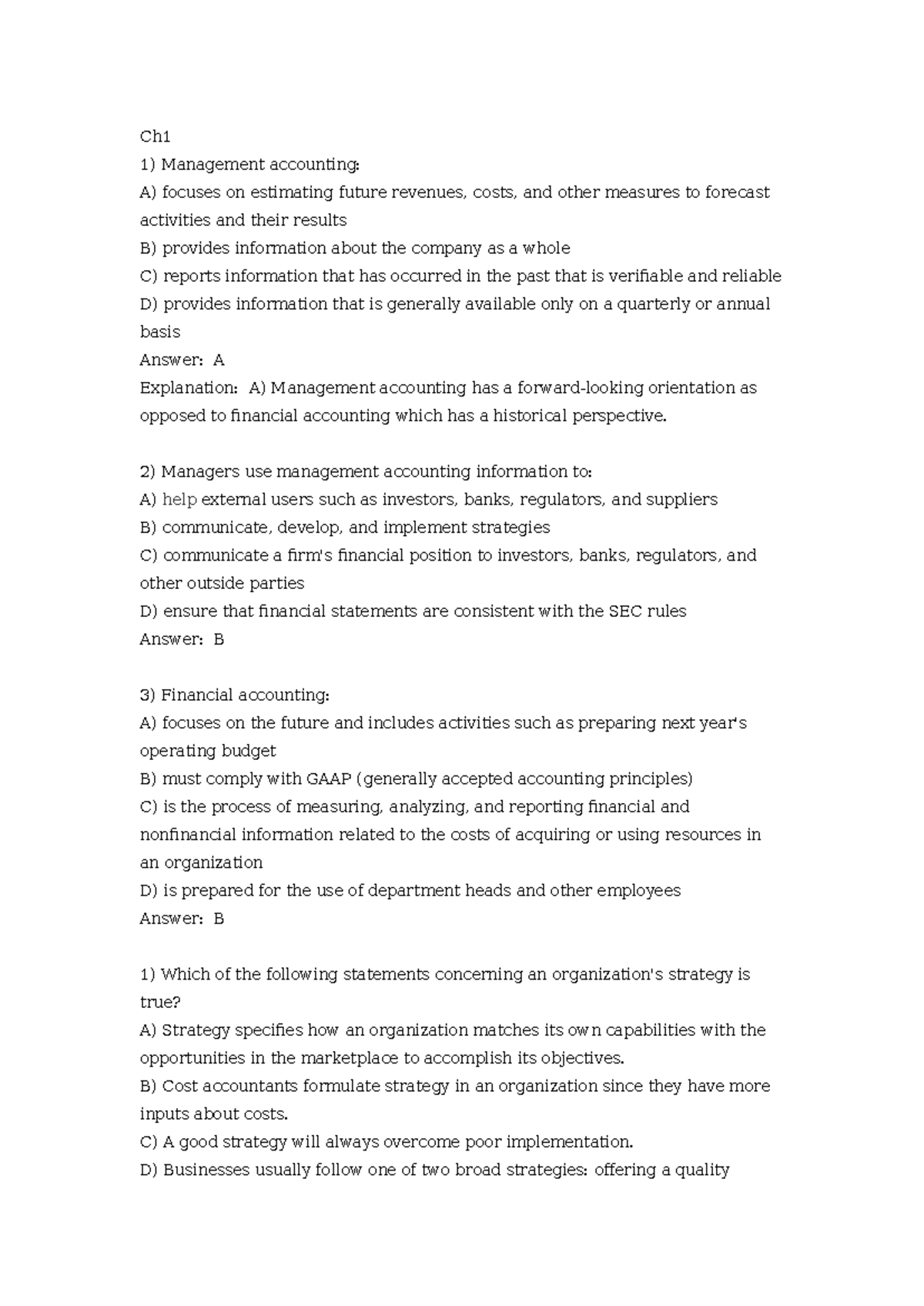Cost Accounting 100Q - Key Concepts and Exam Preparation Notes - Studocu