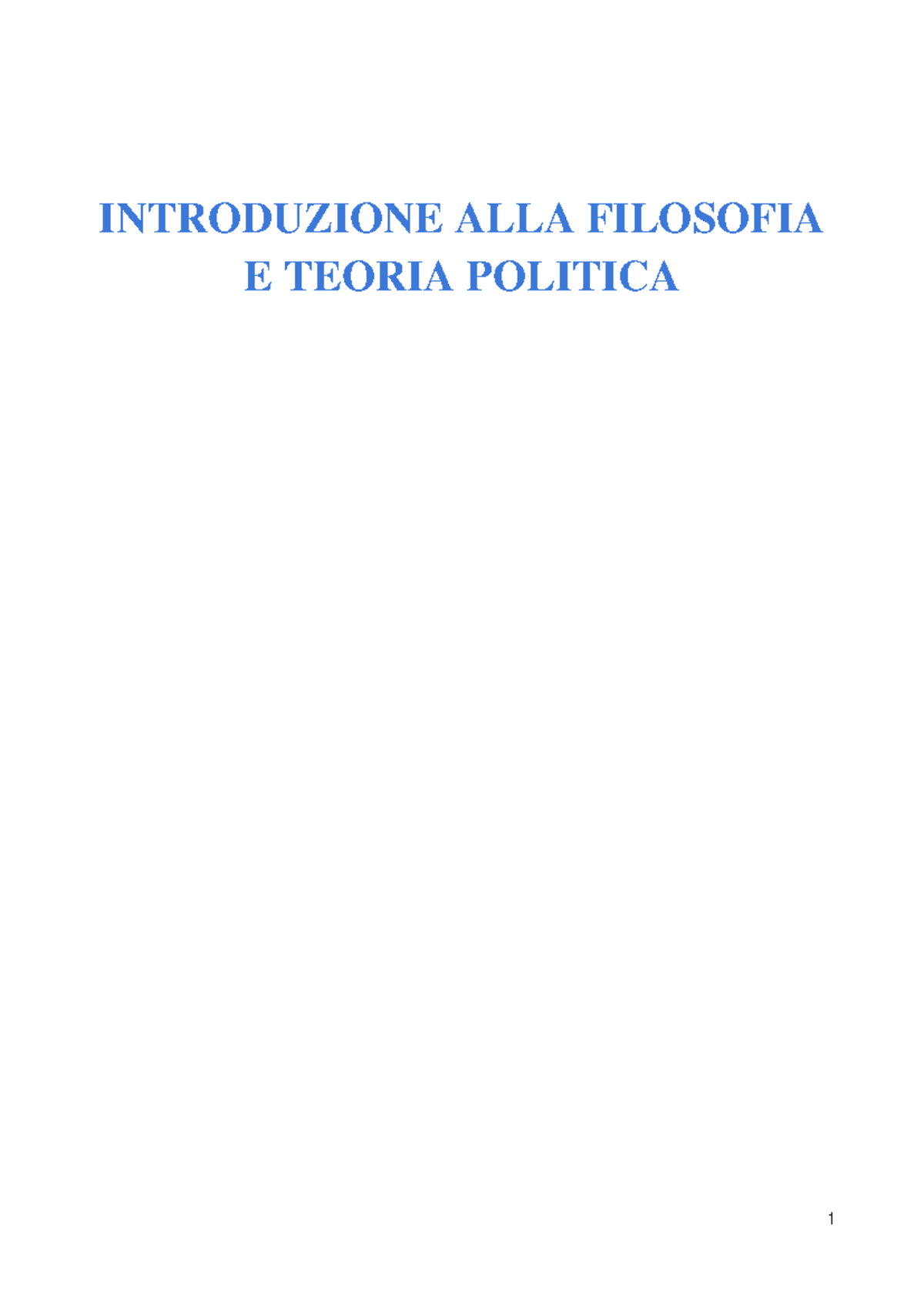Riassunto Introduzione alla Filosofia e Teoria Politica: Liberalismo e Democrazia - Document Preview