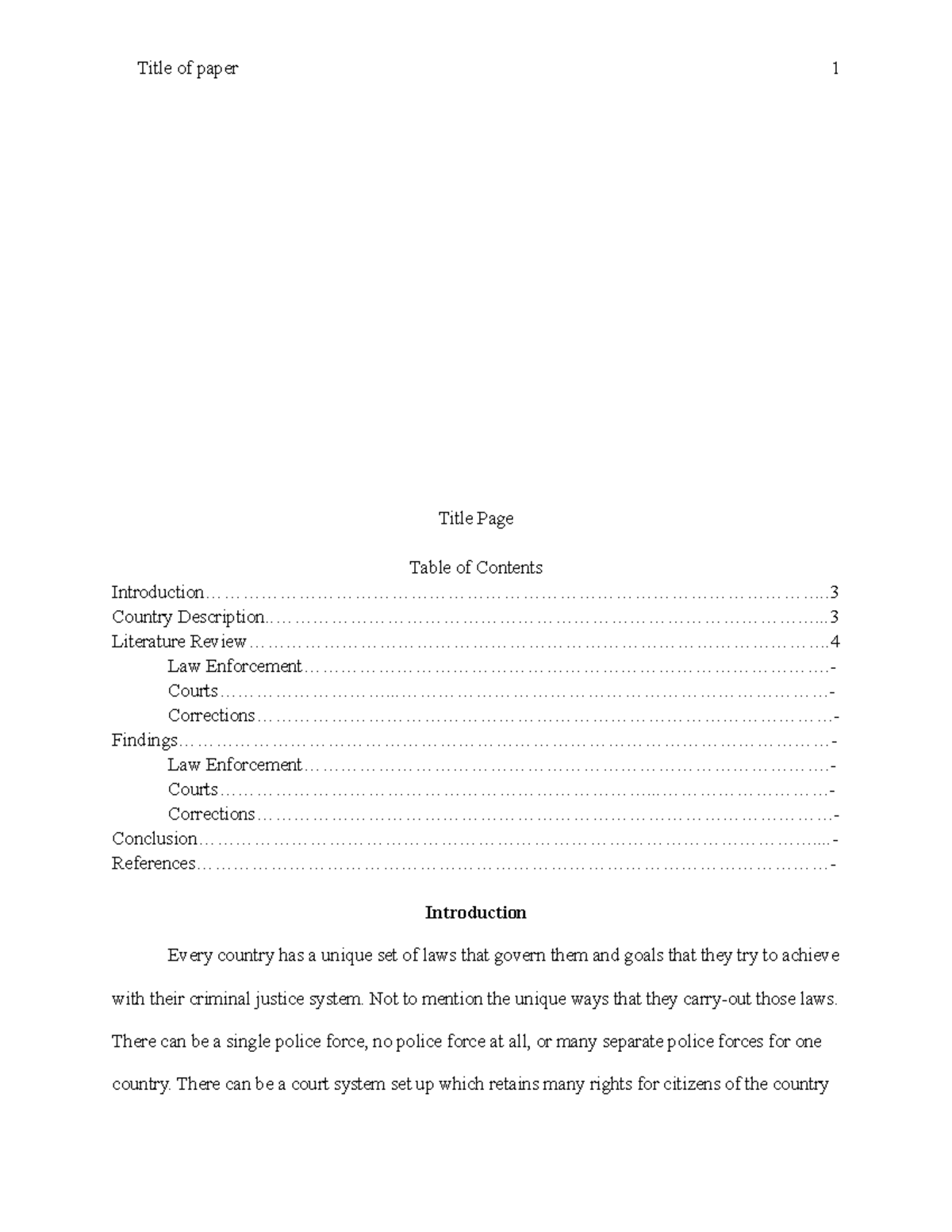Comp CJ Final Paper - The UK - Title Page Table of Contents - Studocu