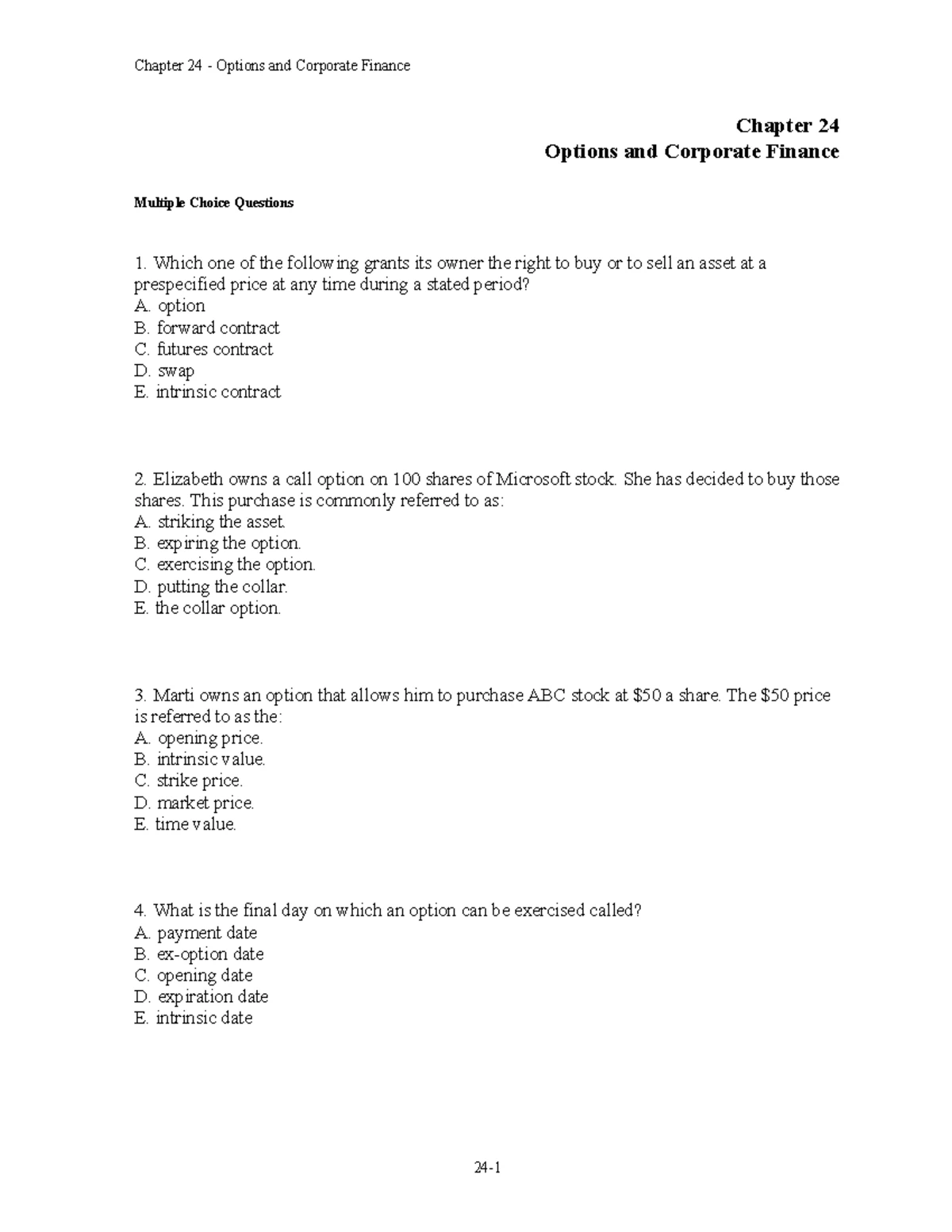 Chapter 18 Finance and Planning MCQs: Key Concepts and Practices - Studocu