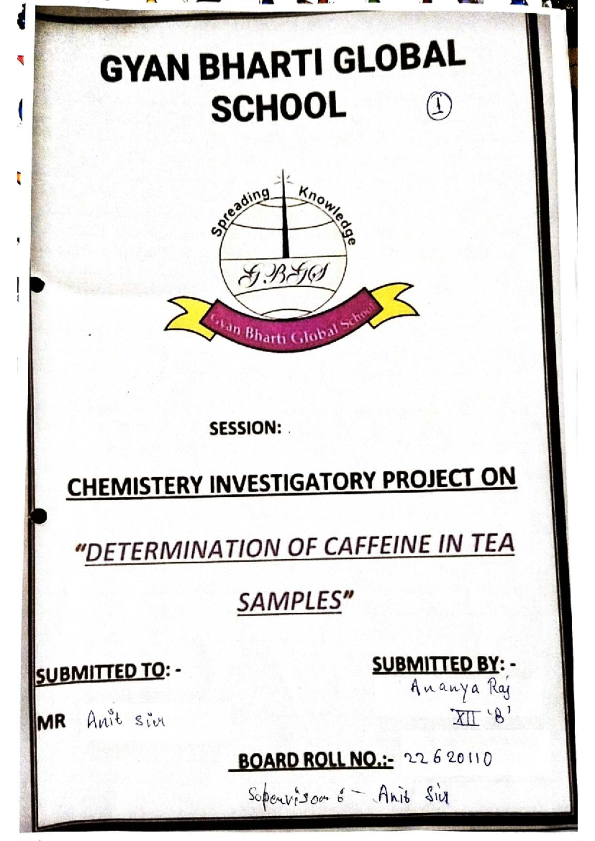 Chemistry Investigatory Project: Caffeine in Tea (JBJO) - Studocu