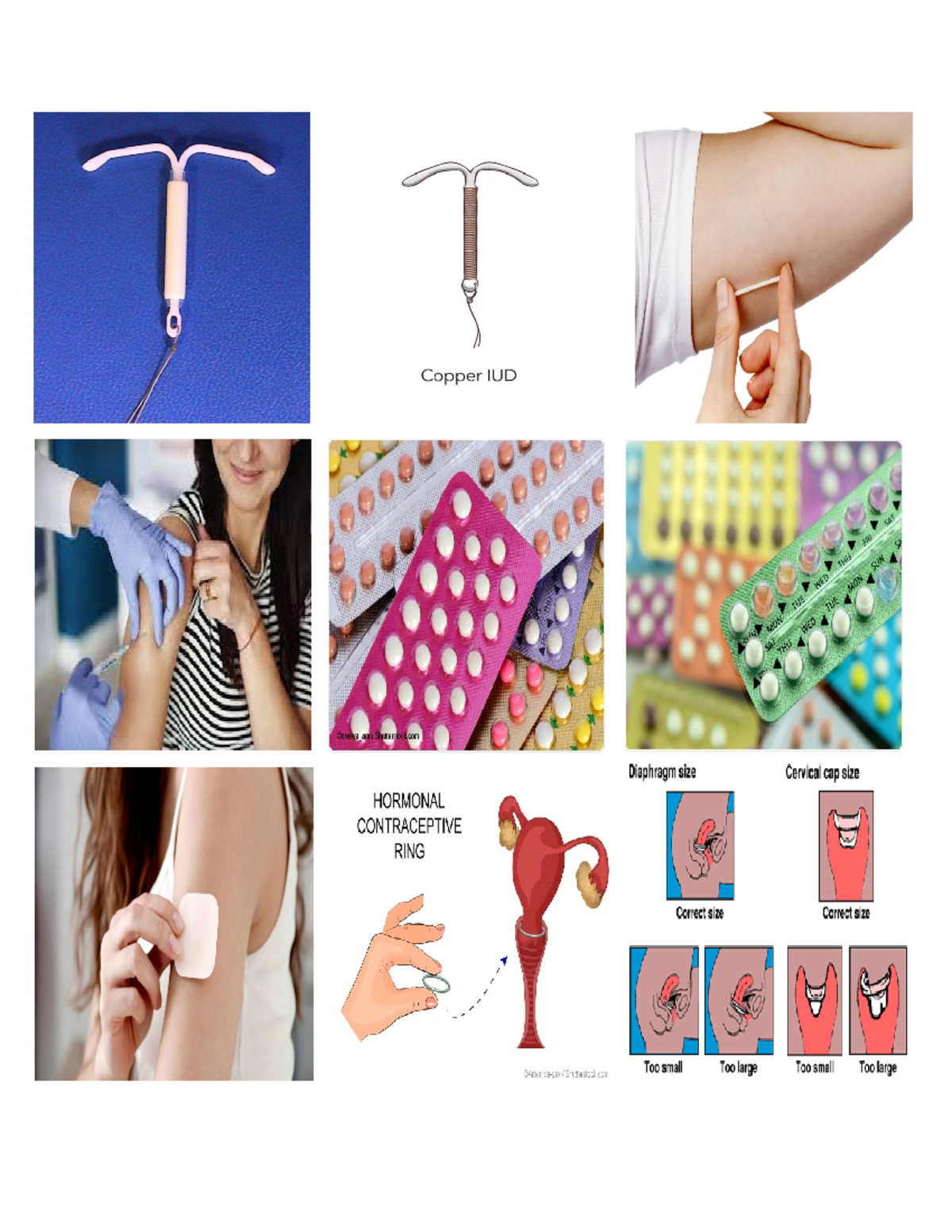 Doc1 - notesbsed - Copper IUD Diaphragm size Cervical cap size HORMONAL ...