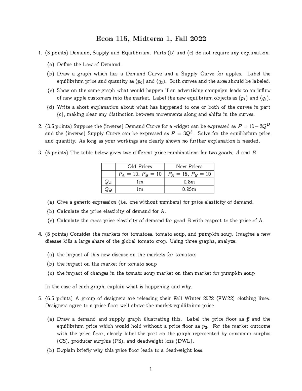 Econ 115, Midterm 1, Fall 2022 - Exam Notes & Key Concepts - Studocu