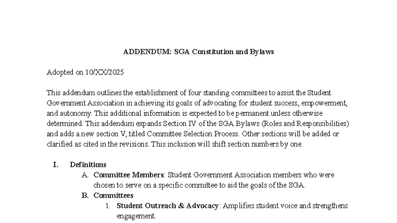 Addendum: SGA Constitution & Committee Roles (UAGC) - Studocu