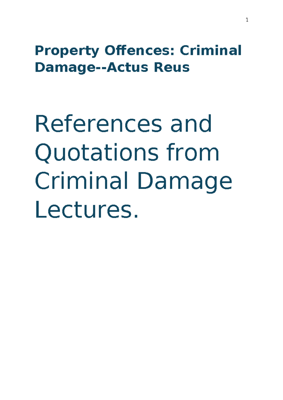 Criminal Damage Actus Reus & Mens Rea: Key Elements Explained - Studocu