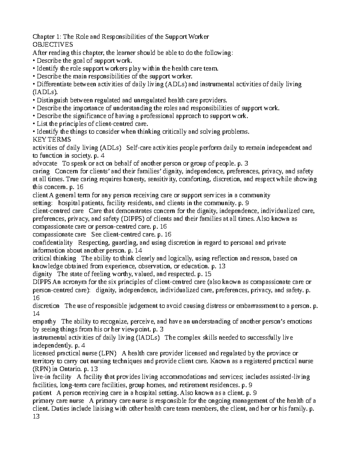 Chapter 1: Understanding the Role of Support Workers in Health Care ...