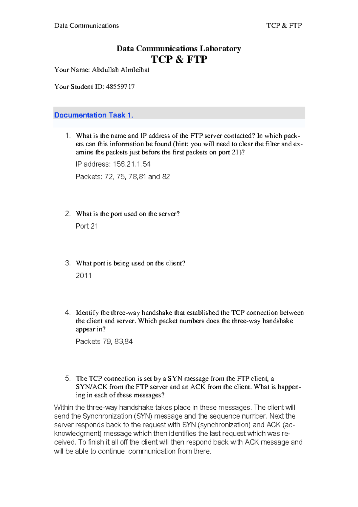 Practical - Transport Layer - practical - Data Communications ...