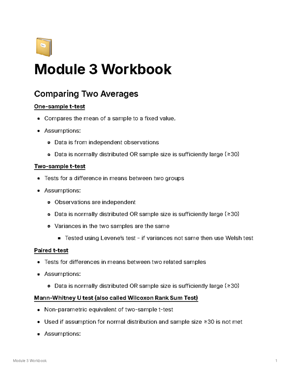 Module 3 Workbook - This doc has a v detailed guide for doing a two ...