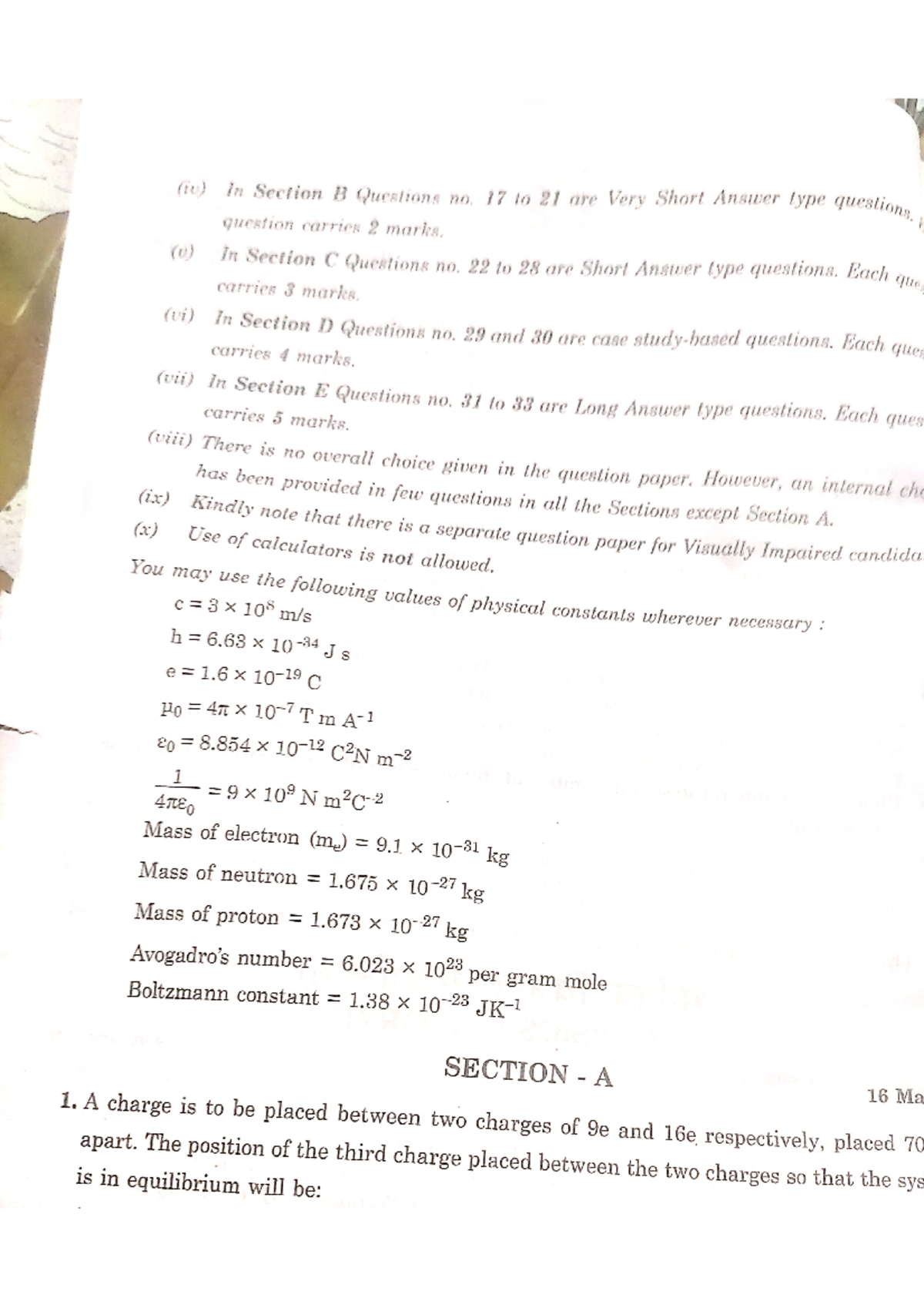 Physics 101: Final Exam Paper - Structure and Types of Questions - Studocu