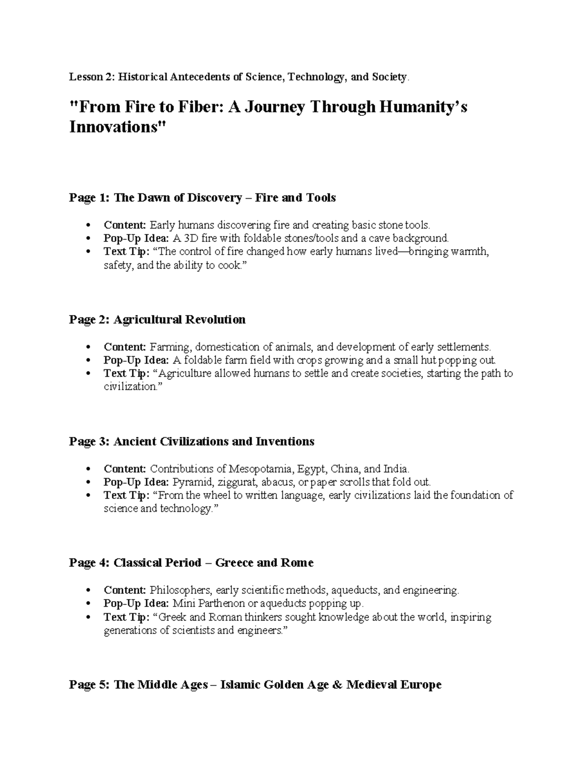 STS 101: Lesson 2 - Historical Antecedents of Science & Technology ...