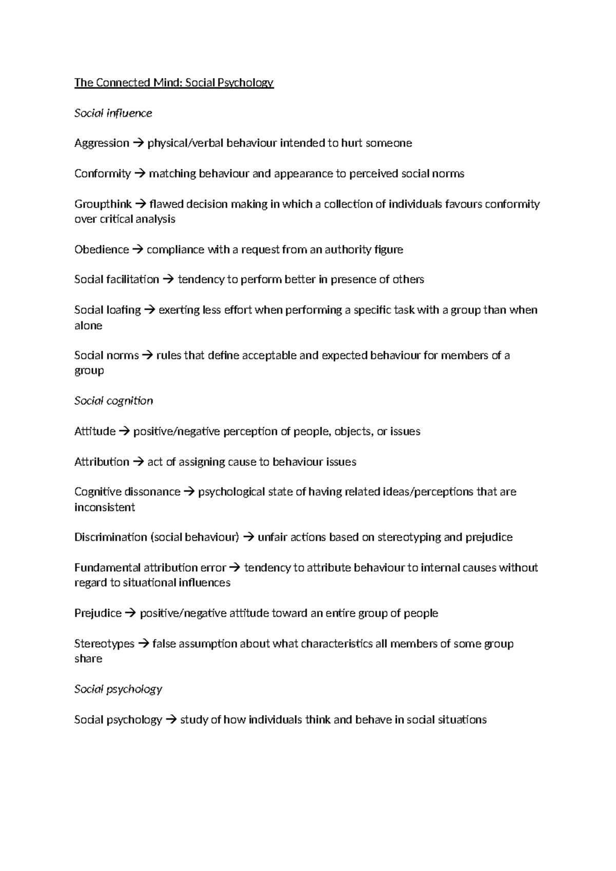 Chapter 13 - Summary of Flashcards for MindTap Social Psychology - Studocu
