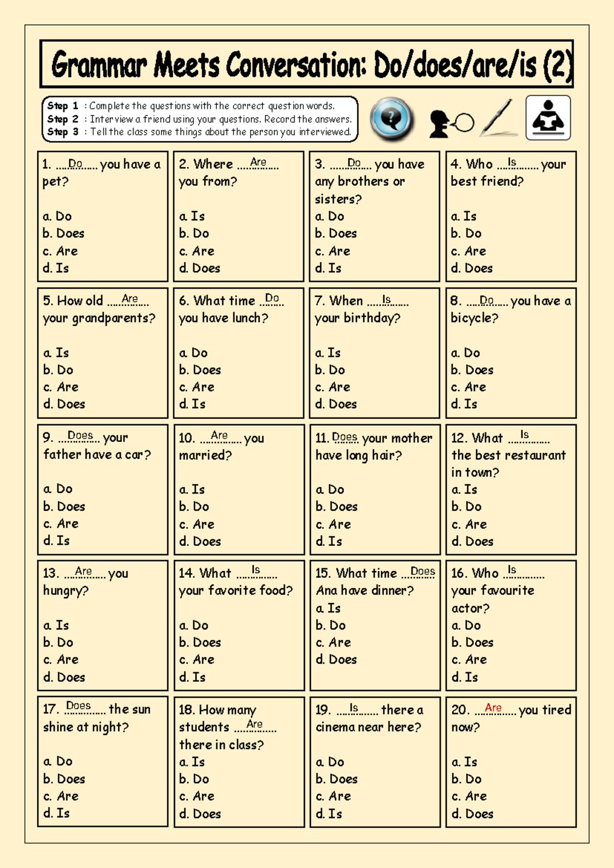 Homework - Tarea: Question Words Practice and Interview Activity - Studocu