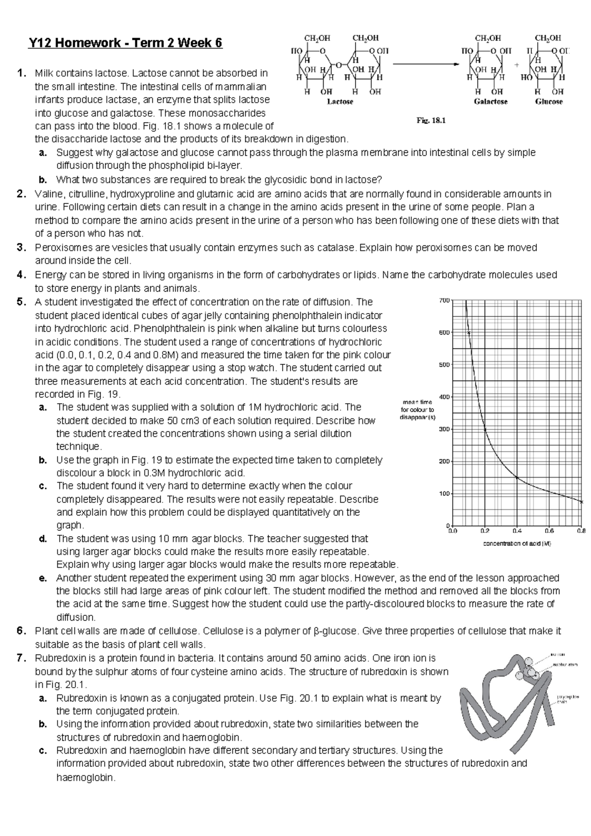 Y12 Homework Biology questions - Y12 Homework - Term 2 Week 6 1. Milk ...
