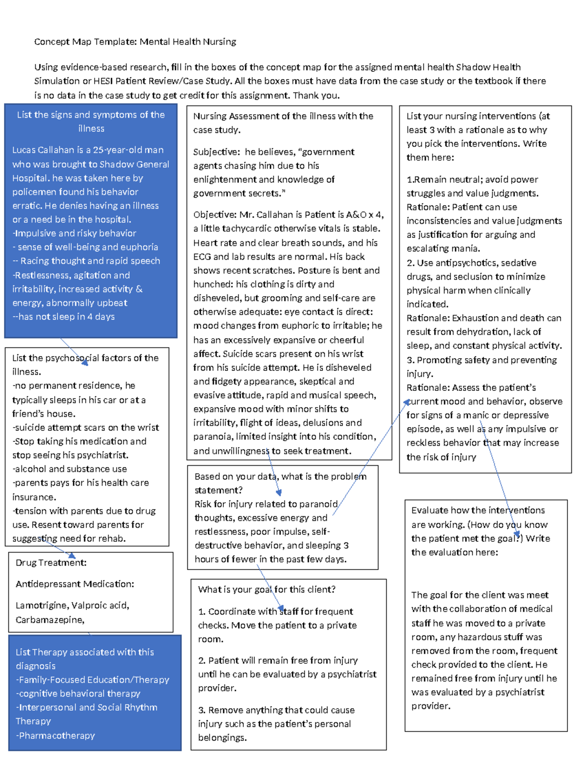 Mr. Callahan Bipolar Concept map - Concept Map Template: Mental Health ...