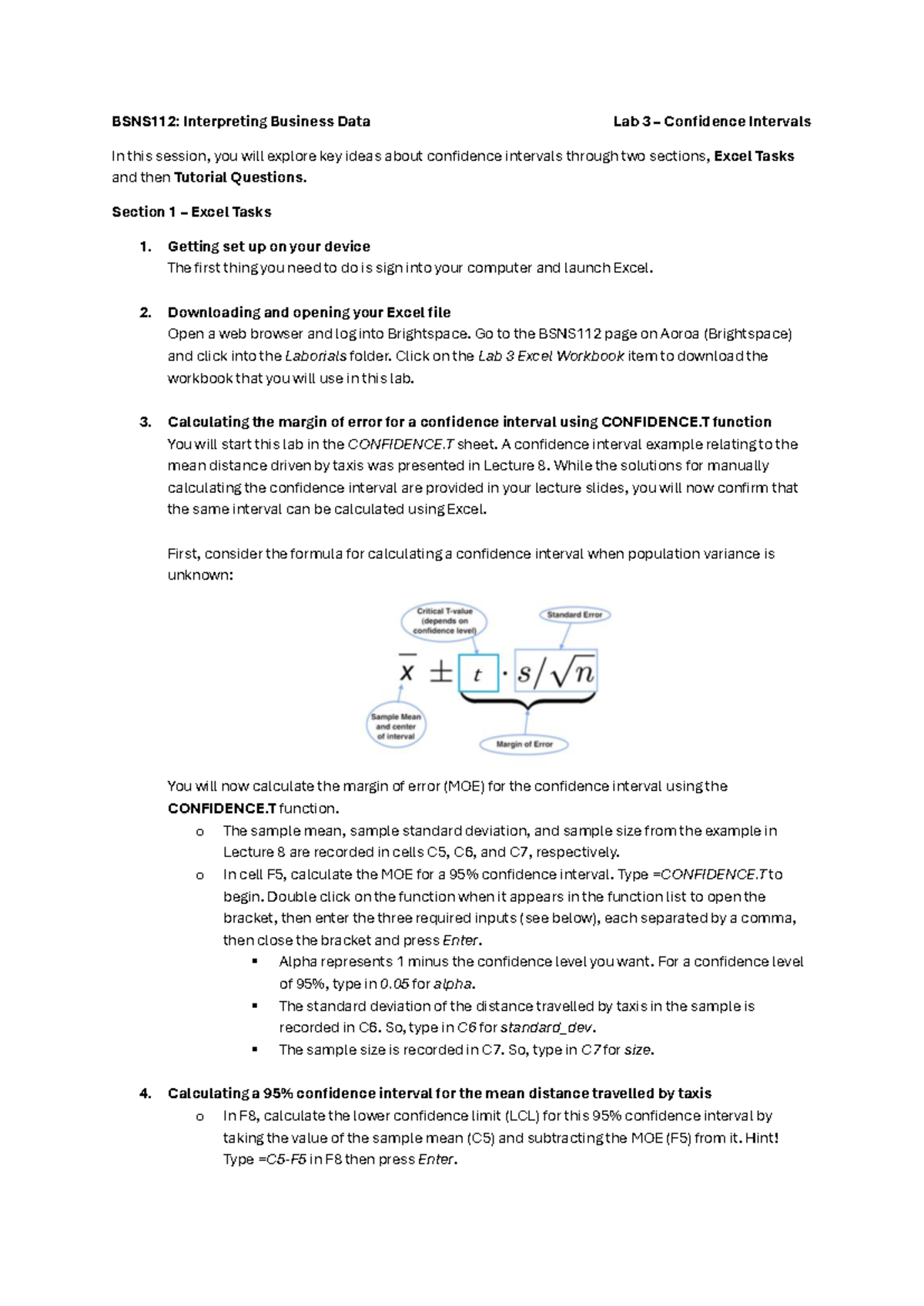 BSNS112: Lab 3 Instructions on Confidence Intervals in Business Data ...