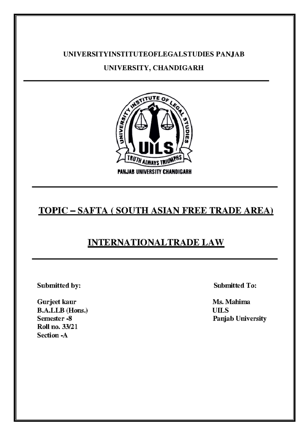 SAFTA: An In-Depth Analysis of South Asian Free Trade Area (ITL) - Studocu
