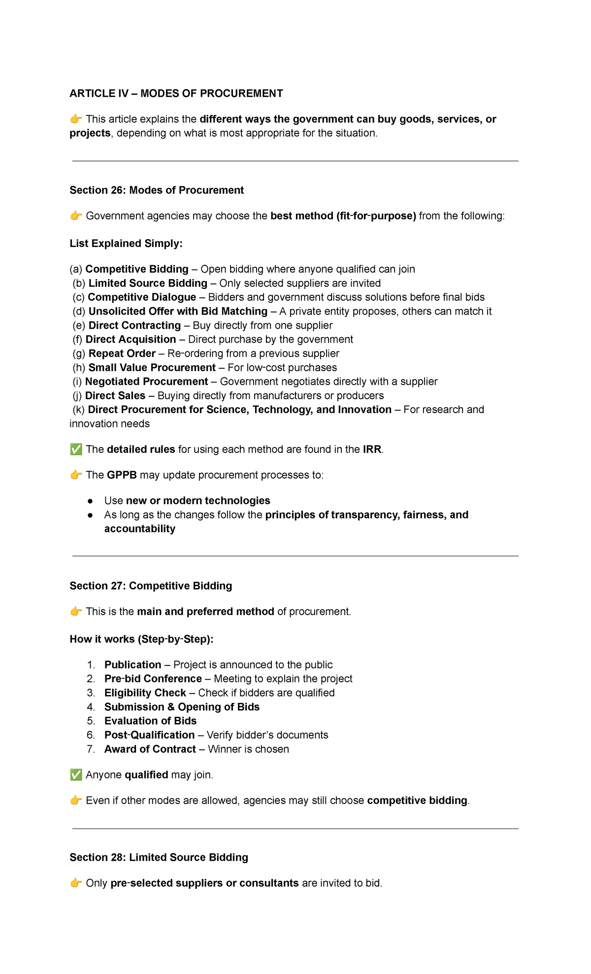 AR LAW - Simplified Modes of Procurement Explained - Studocu