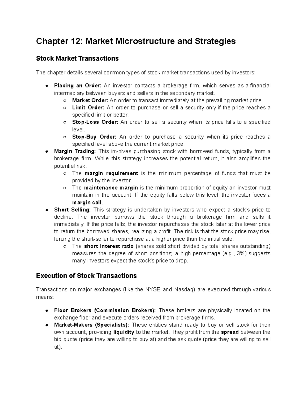 Chapter 12: Market Microstructure & Strategies in Financial Markets ...