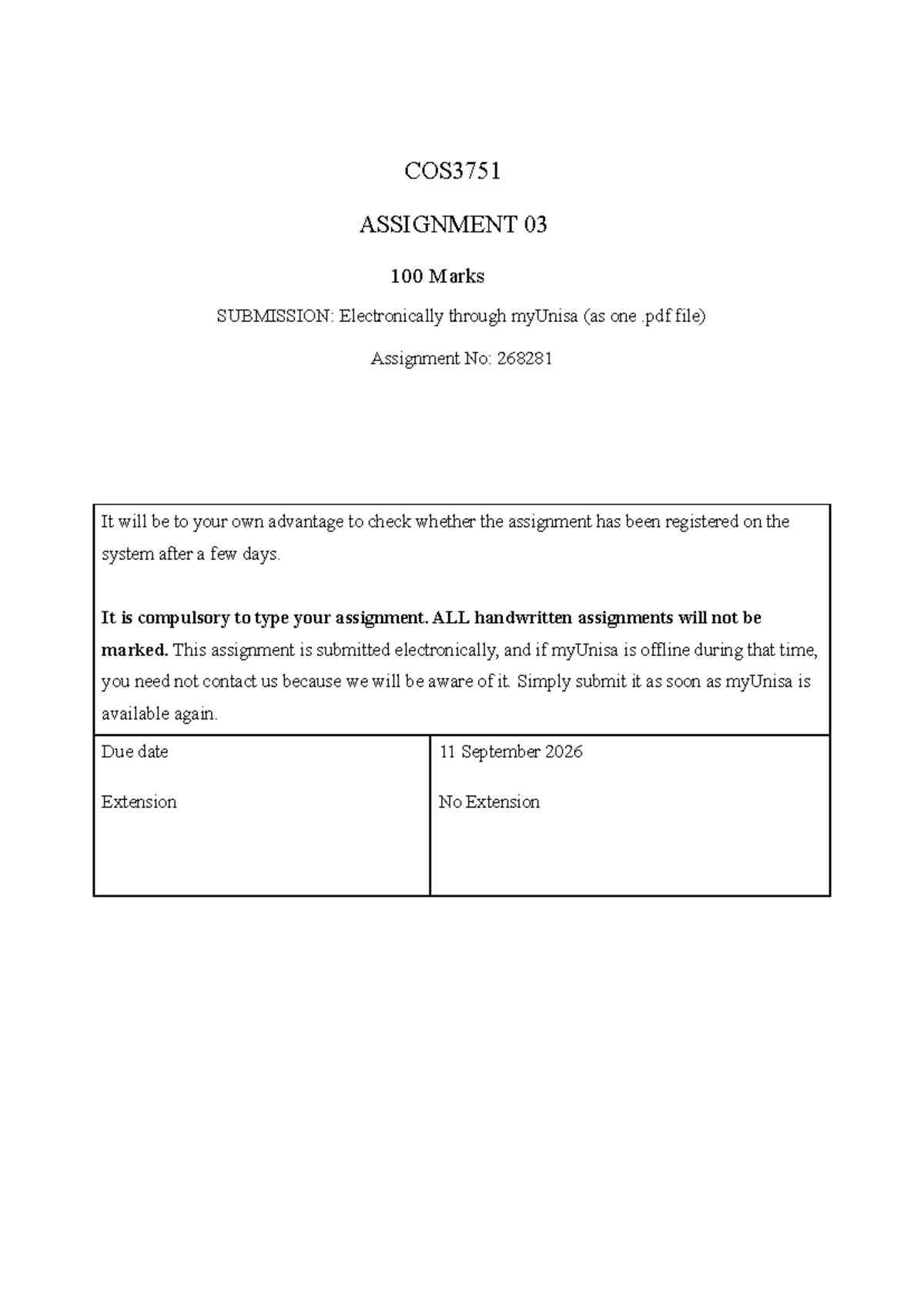 COS3751 Assignment 03: Problem Solving & AI Ethics (2026) - Studocu