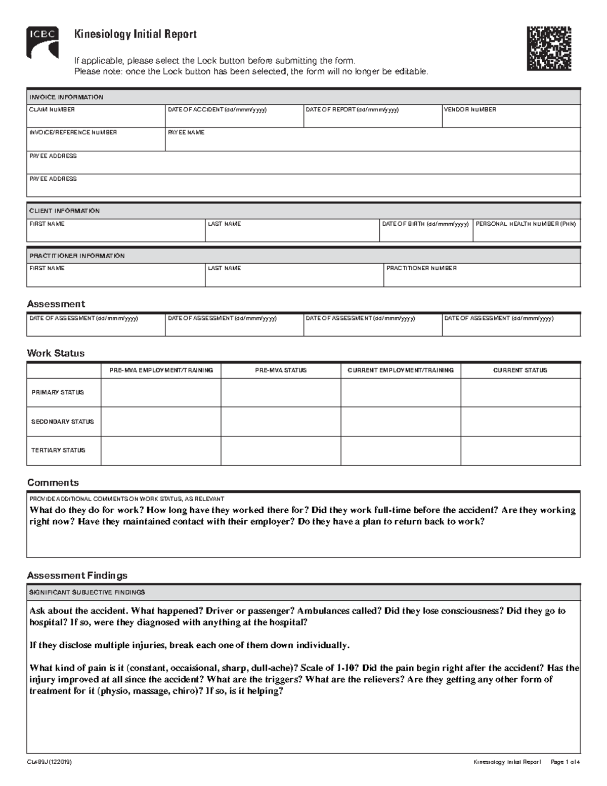 KINES 101 ICBC Kin Assessment Report & Questions Summary - Studocu