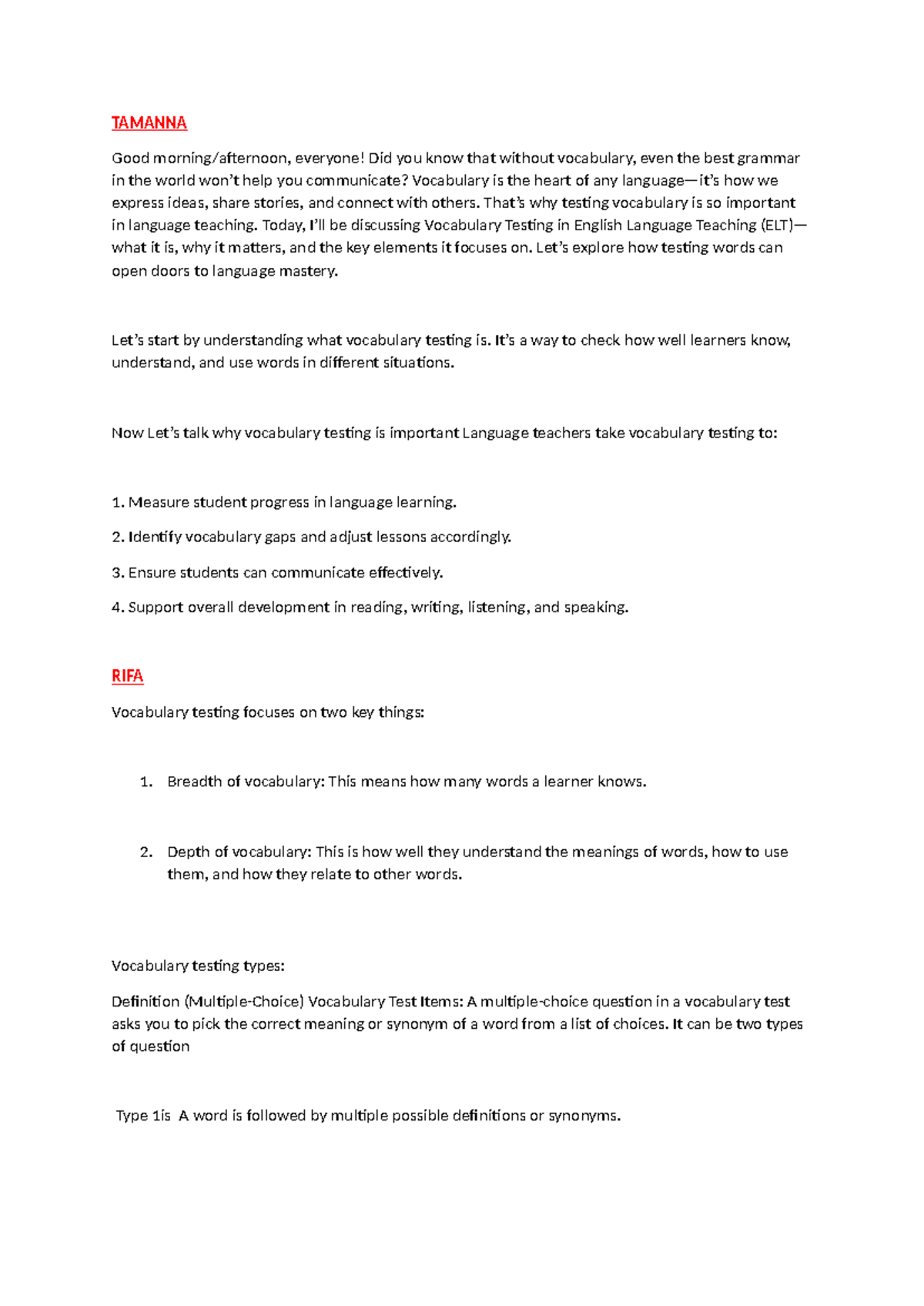 RP Presentation Script - TAMANNA Good morning/afternoon, everyone! Did ...
