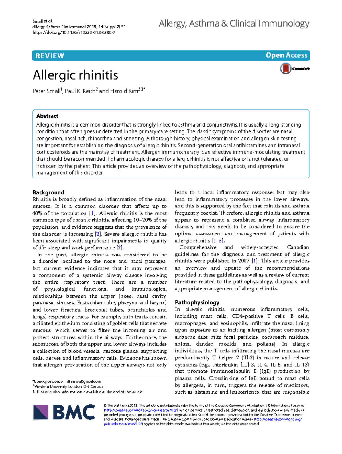 Allergic Rhinitis Overview: Pathophysiology, Diagnosis & Management ...