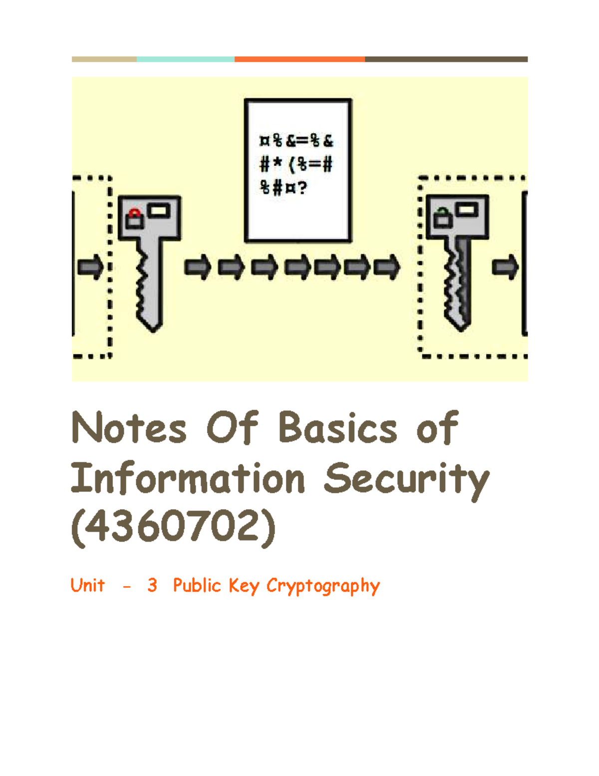 Notes on Public Key Cryptography (4360702) - Unit 3 Overview - Studocu