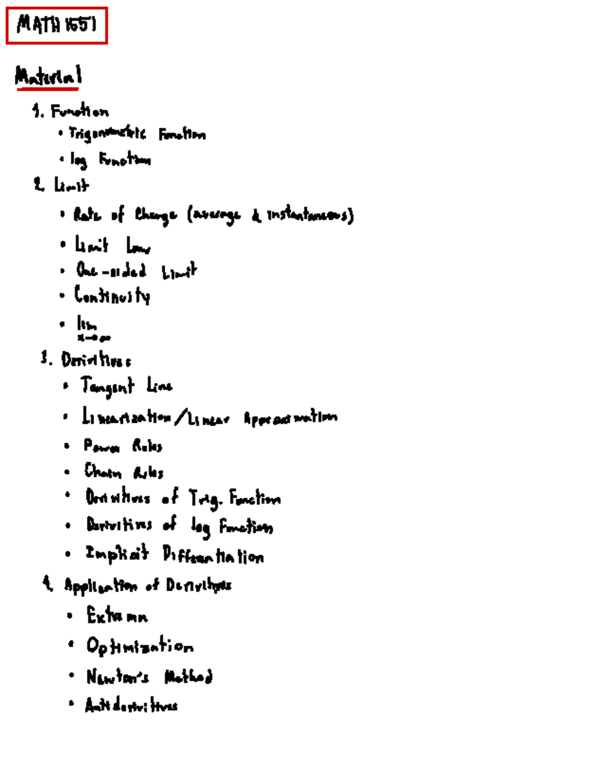 MATH 1551 Final Exam Study Summary: Key Concepts & Derivatives - Studocu