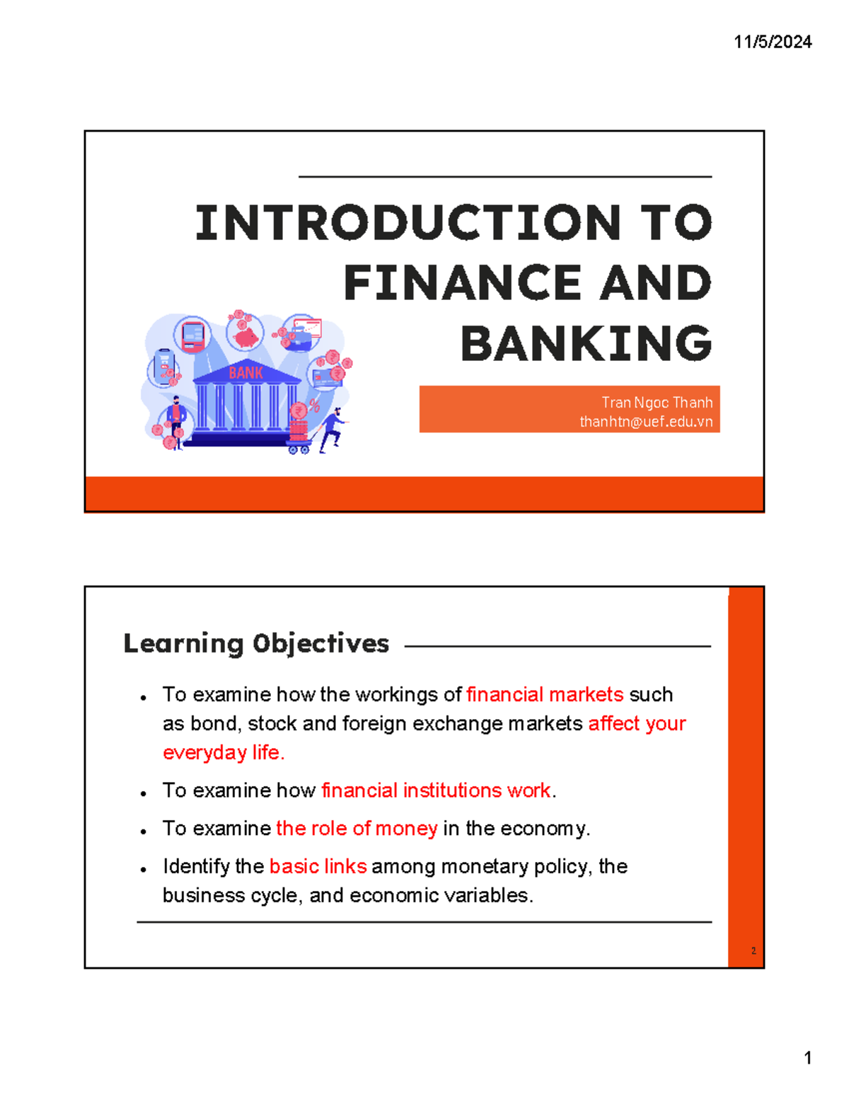 Chapter 1 - 1234 - INTRODUCTION TO FINANCE AND BANKING Tran Ngoc Thanh ...