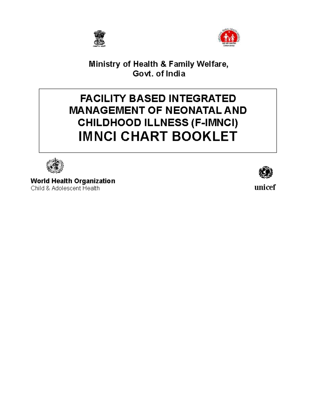 IMNCI Chart Booklet: Integrated Management of Neonatal & Childhood ...